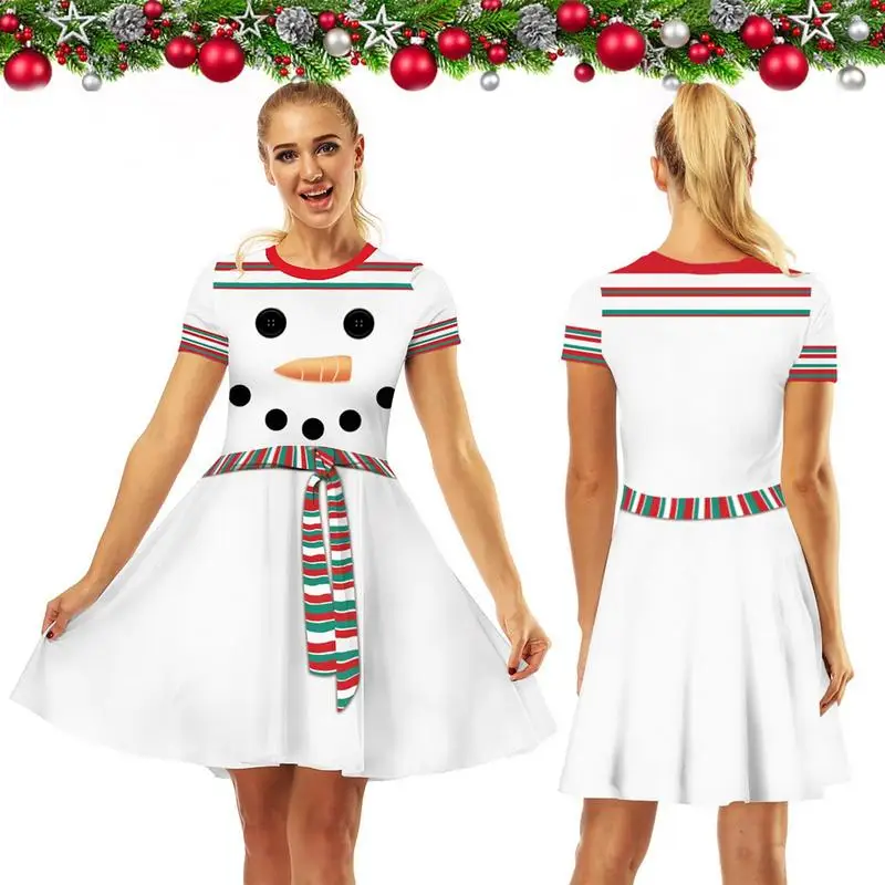 Womens Ugly Christmas Dresses Holiday Dress For Women Classic Holiday Look Unique Medium Length A Line Dress For Theme Clothing