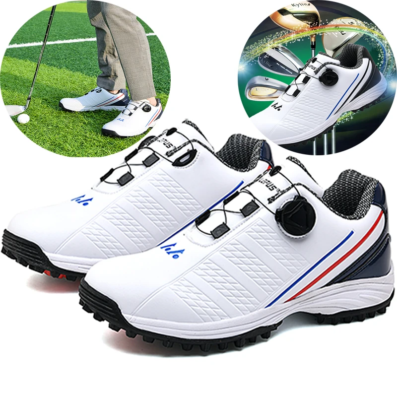 New men's golf shoes, Spinning buckle lightweight golf training shoes, Outdoor sports and leisure shoes, Breathable and non slip