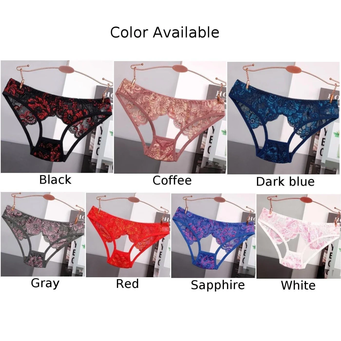 Women Sexy Lace Embroidery Breathable Briefs Hollow Out Open Crotch Erotic Underpants Underwear Seductive Knickers Panties