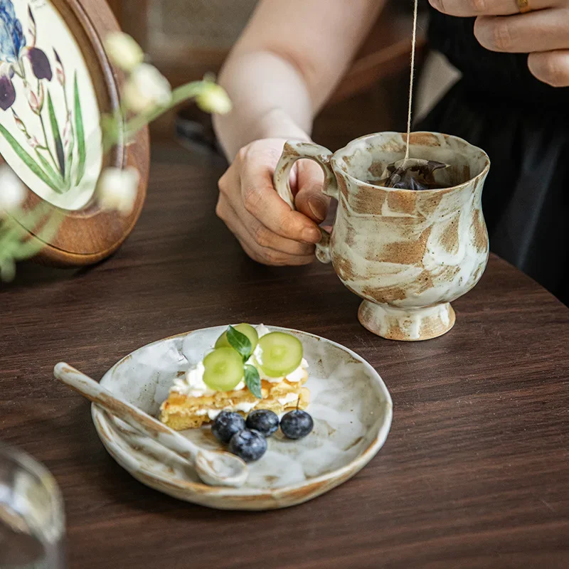 CLLminimalist March good-looking coffee cup medieval coarse pottery cup mug niche coffee cup saucer set