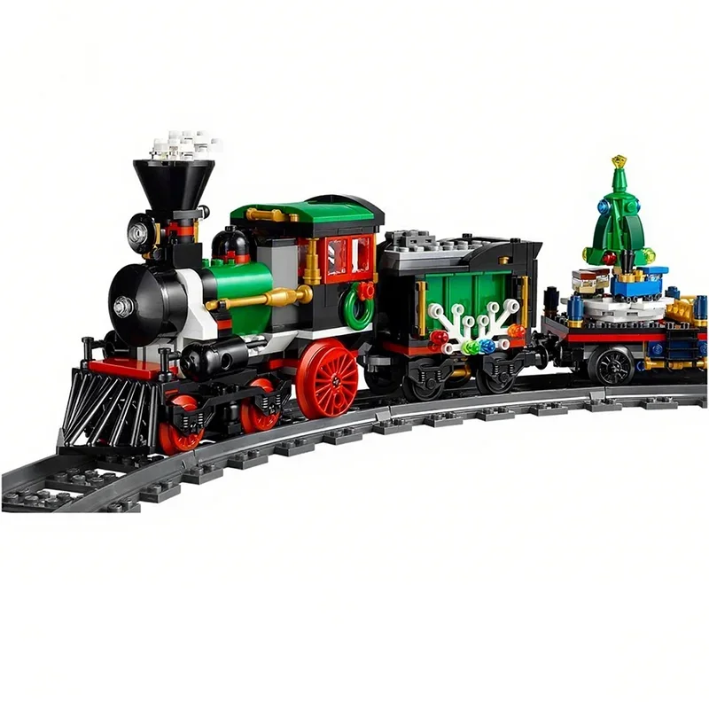 735Pcs Festival Winter Holiday Train Festive Steam Engine Detailed Education Model Building DIY Blocks Birthday Toys Gift