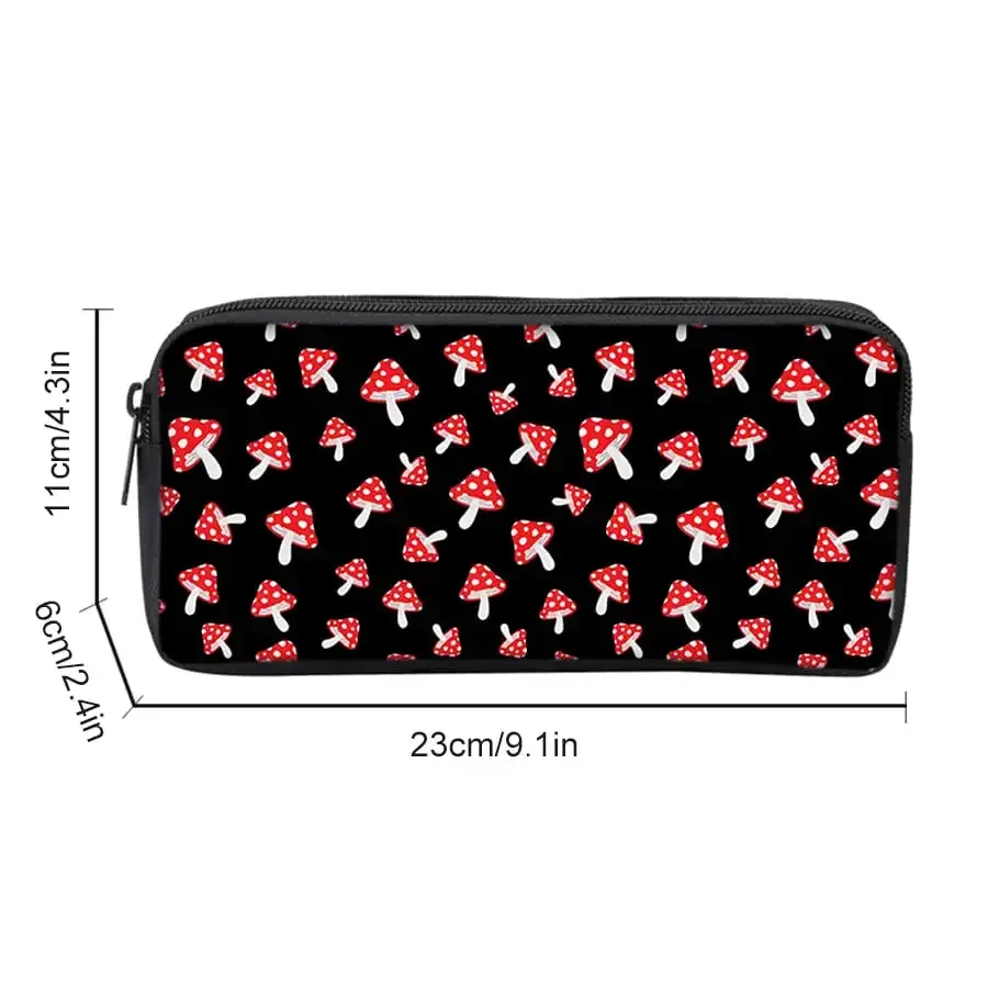 Mushroom Single Layered Pencil Case With Handheld For Boy And Girls Best Gifts 2D Flat Cartoon School Pencil Pouch  For Children