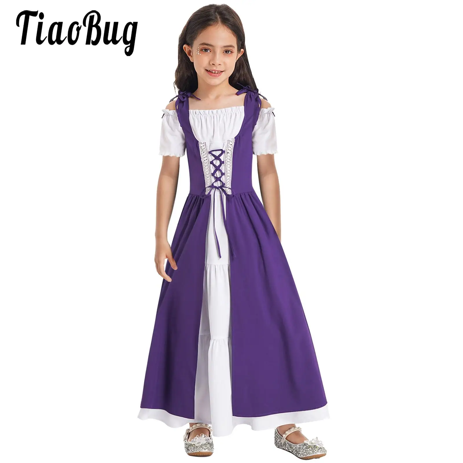 

Girls Renaissance Costume Royal Princess Dress Medieval Clothing Festive for Kids Traditional Dress Halloween Carnival Costumes