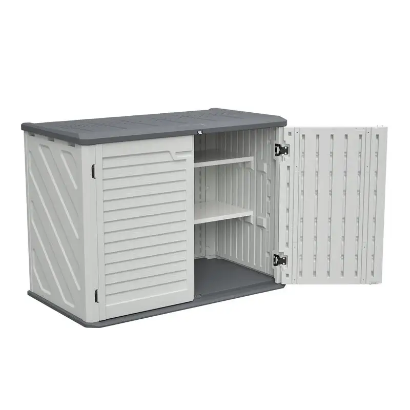 

Large Lockable Outdoor Storage Shed with Removable Shelf, Weather-Resistant HDEP Plastic Unit for Backyard, Patio, Garden – 28