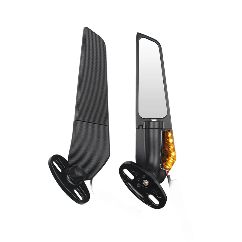 مرايا جناح الدراجة النارية مع إشارة الانعطاف LED مرايا خفية دوارة قابلة للتعديل مرايا جانبية للرؤية الخلفية ضوء كهرماني لهوندا #3