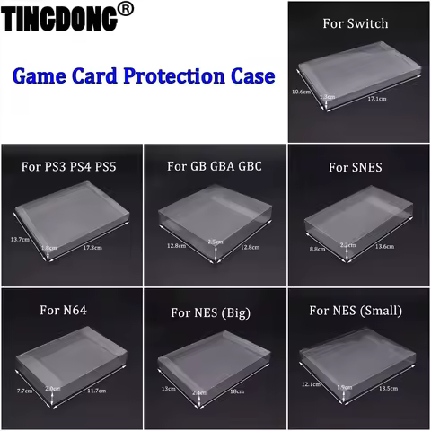 10PCS Clear Transparent Game Cartridge Box Case CIB Games Plastic PET Protector For N64 NES SNES GB GBA GBC NGPC Switch PS3/4/5