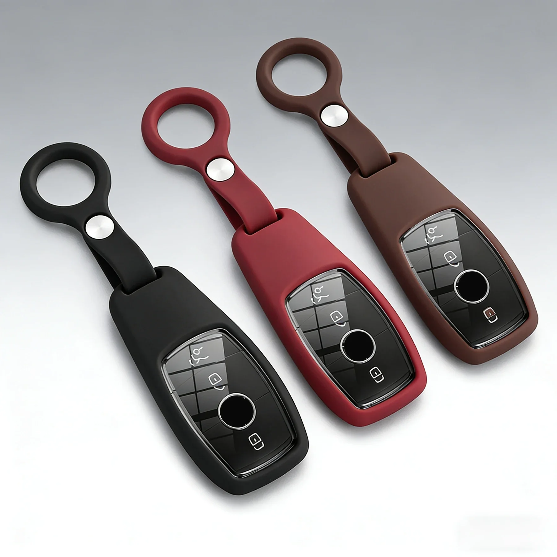Silky Soft Silicone Key Case Holder For Mercedes Amg Glc GLC300 C200 C180 CLA W213 Class A B 260 L A200 Fob Keychain Accessories