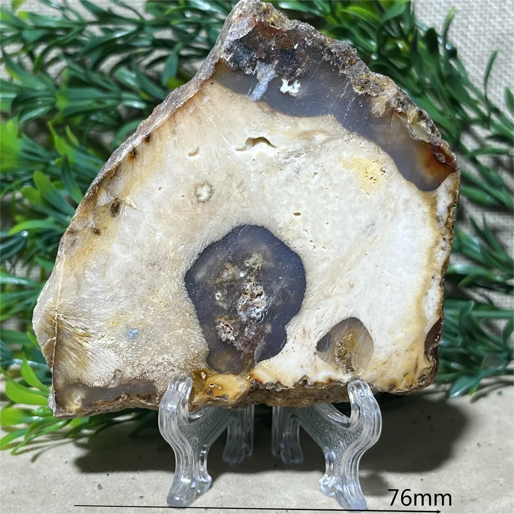 Crystal Natrural Agate Rutile Slab Slice Stone Reiki High Quality Beauty Healing Quartz Minerals Home Decoration + Stand