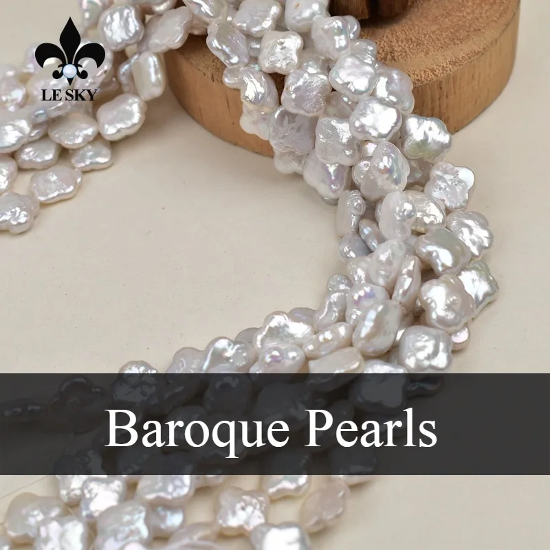 

White Baroque Pearl Beads Four Leaf Clover Pearl Loose Spacer Beaded for Making DIY Jewelry Necklace Bracelet Earrings 11-12mm