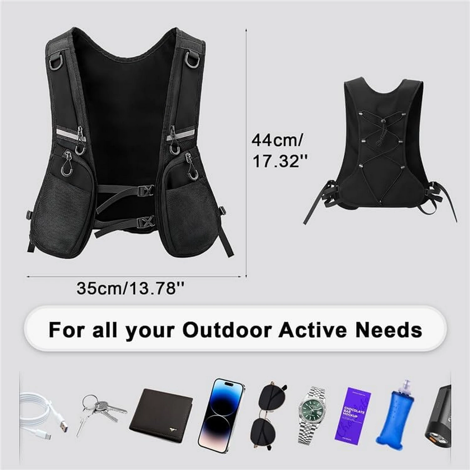 Running Vest Safe Reflective Hydration backpack Lightweight Adjustable Strap for Hiking Camping Marathon Cycling Race Backpack