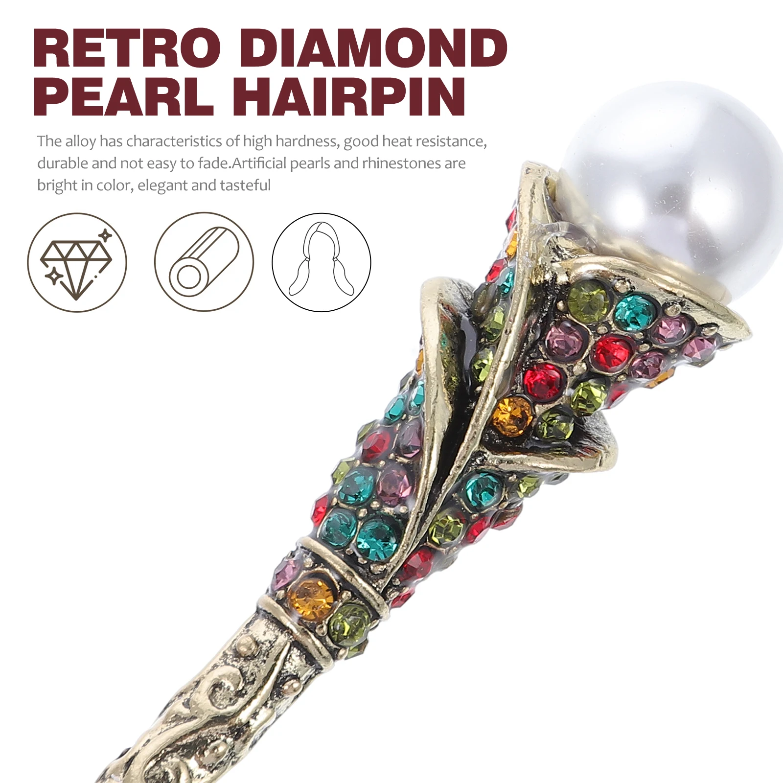 

4 шт., ретро-палочки для волос со стразами и жемчугом, цветы, китайские палочки для еды, красивые приличные женские аксессуары для женщин