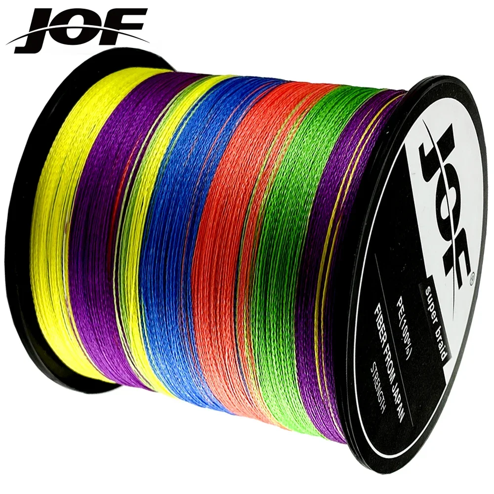 JOF 4 Strands Braided PE Fishing Line 100M 300M 500M Strong Braided Fishing Line Multifilament PE Line 10-120LB