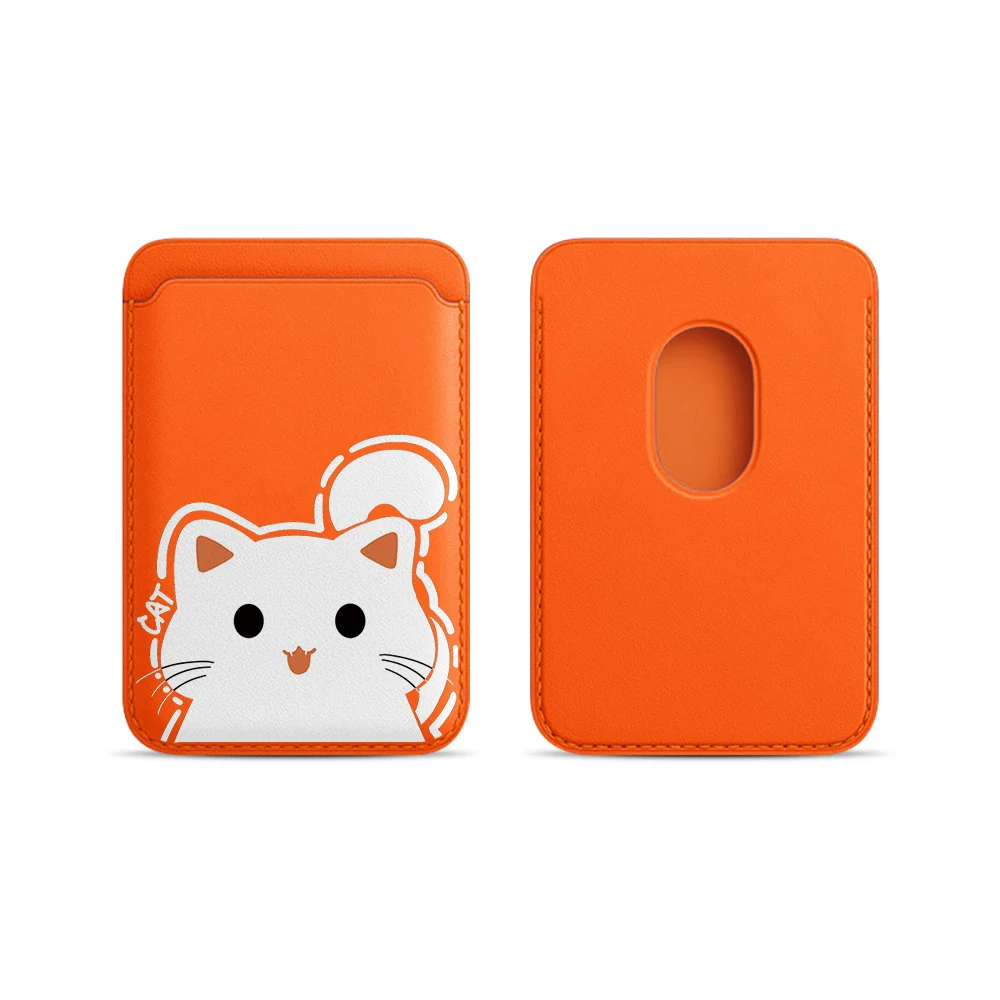 Katzen-Leder-Kartenetui Handyhülle Kartenhalter für Magnetische Hülle Geeignet für alle iPhones mit Magsafe-Kartenfunktion Niedliche Rückentasche – Detail 8