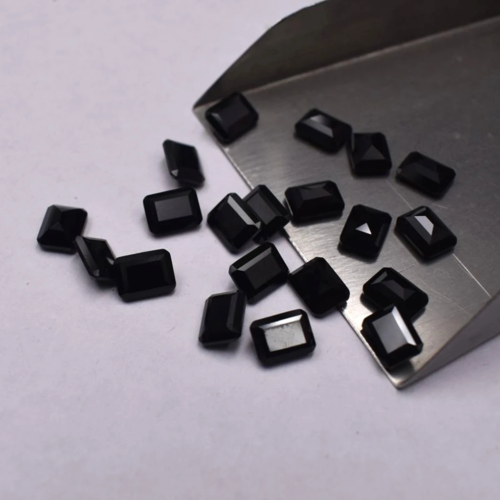 High Quality Natural Spinel Gemstone Emerald Cut Black Spinel Stones
