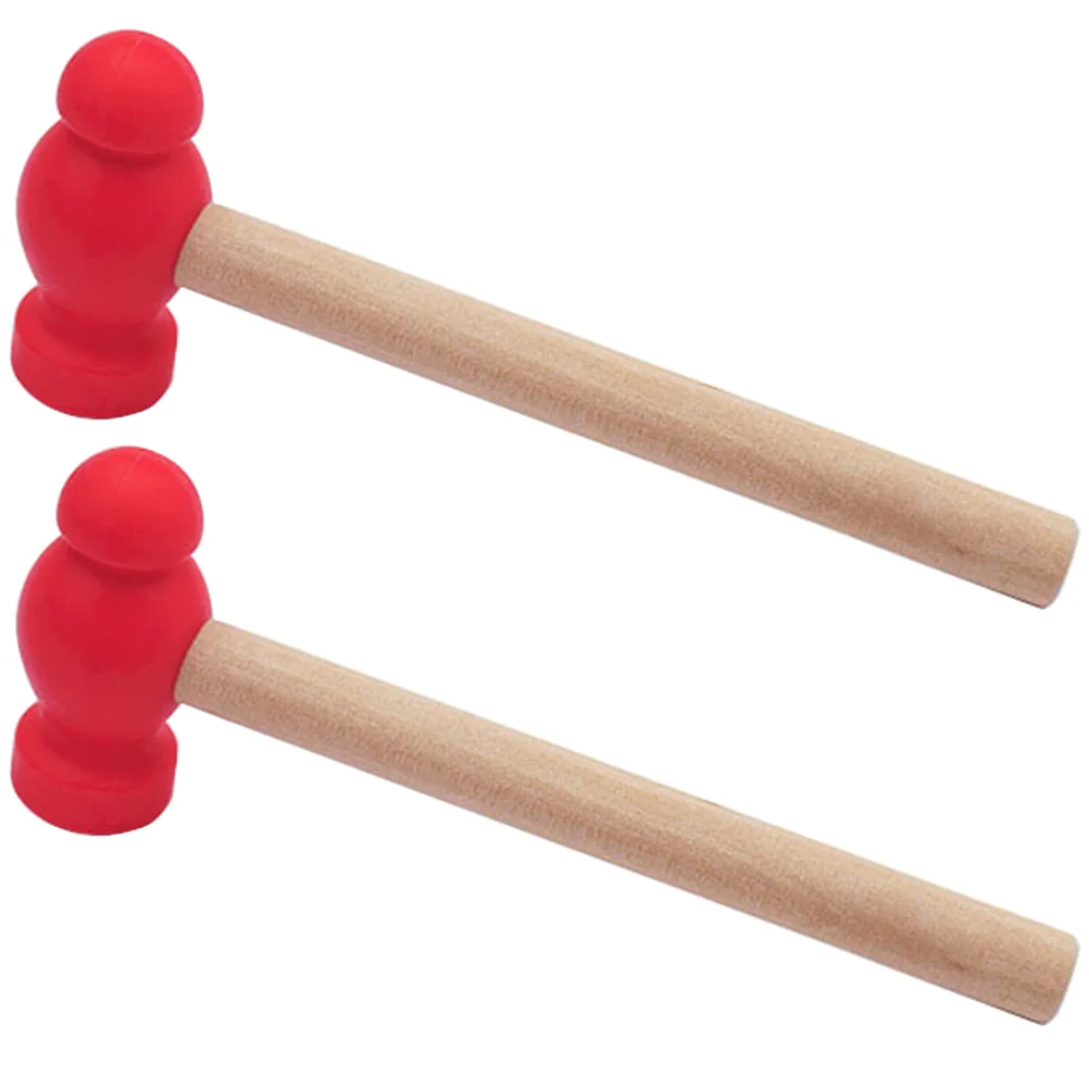 2 Pcs Babydoll Accessories for Toddlers Wooden Hammer Mini Toys Kids Red Hammers
