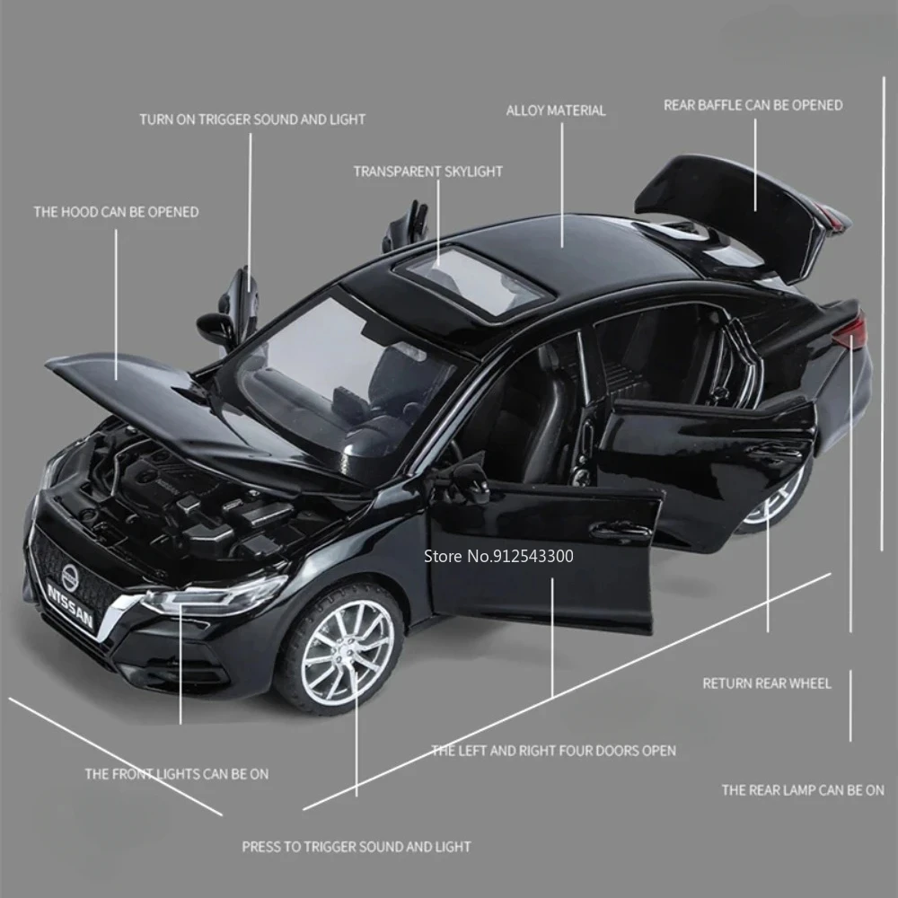 X-trail – voiture de Police, échelle 1:32, modèle SYLPHY, jouet en alliage moulé sous pression, portes ouvertes, modèles de véhicules à traction, lumière sonore, cadeaux pour garçons