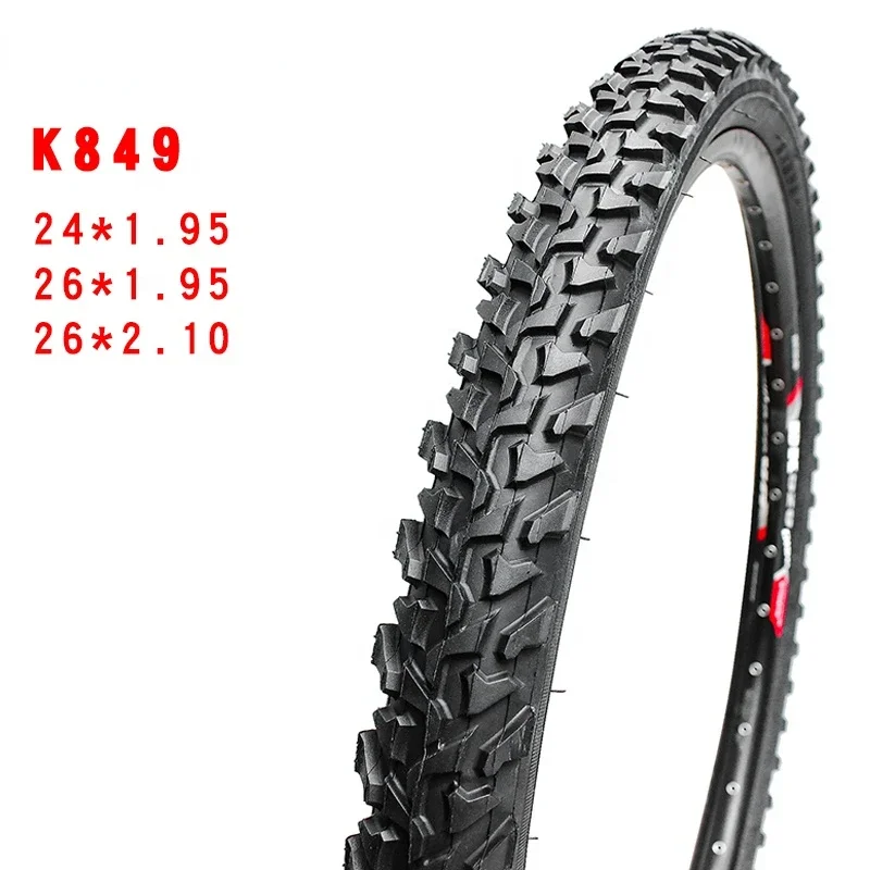 K849 24/26inch Mountain MTB Bicycle Tyre BMX 24*1.95/26x1.95/2.1 Black Red Line Thickened Cross-country Tire