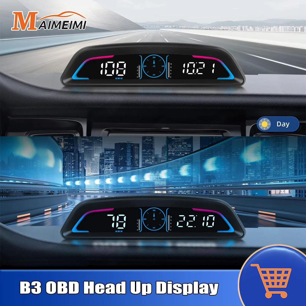 B3 OBD HUD pantalla frontal de coche velocidad Digital RPM temperatura del agua voltios alarma recordatorio medidor accesorios electrónicos para coche de gasolina