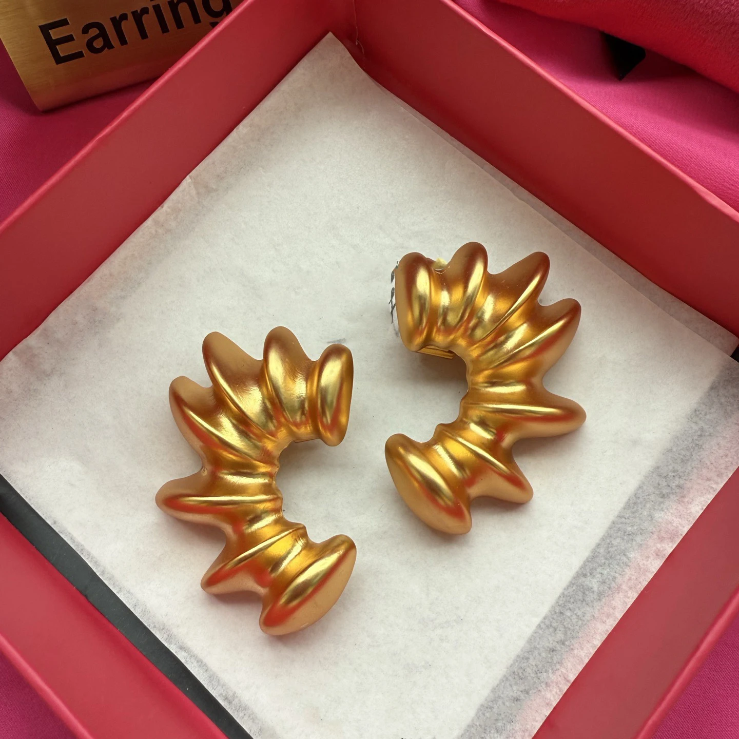Europe Designer Brand Gold Plated Brass Irregular Earrings Women Top Quality Artistic Luxury Jewelry Trend