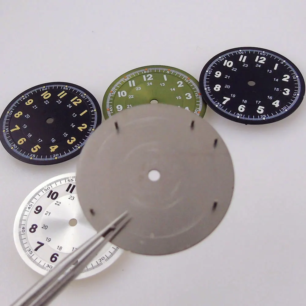 Green Number 29mm Nologo Watch Dial Face for NH35 NH36 Movement Vintage Dial for Diver Watch Mod Spare Parts