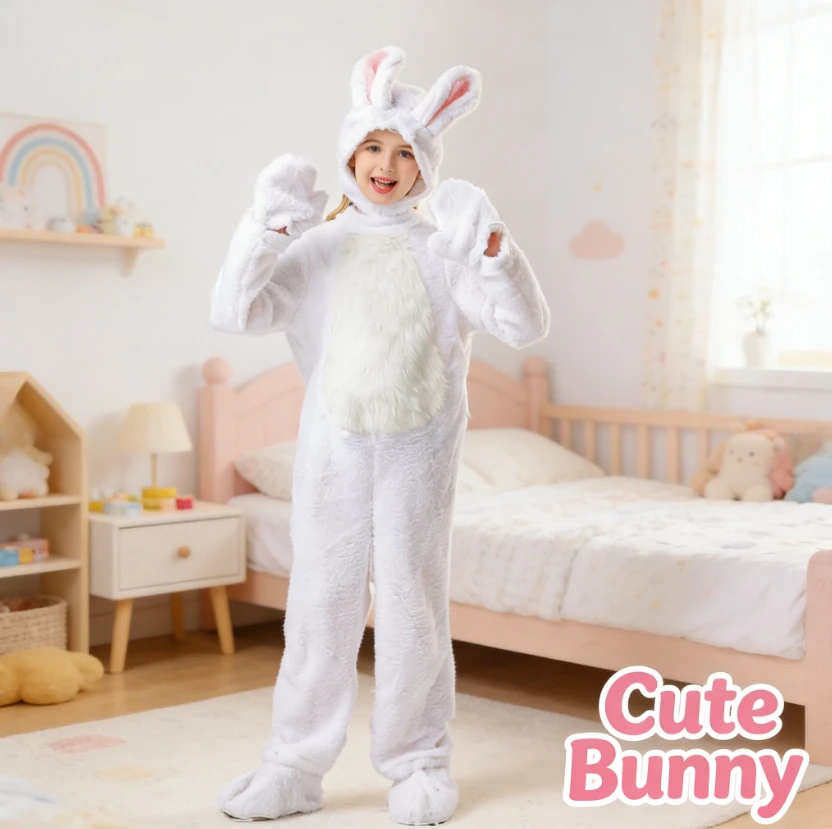 

Детский костюм белого кролика, серый наряд в звериной тематике для косплея и выступлений