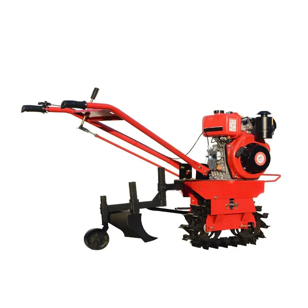 Hot sales170 Gasoline cultivator,chain track cultivator,wheel plough,micro tiller,trencher,fertilizer and seeder,rotary tiller