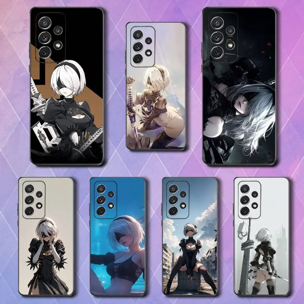 

N-NieR A-AutoMata-2B Phone Case For Samsung S25,S24,S23,S22,S21,S20,S10,Ultra,Plus,Lite,FE,Soft Silicone Black Cover