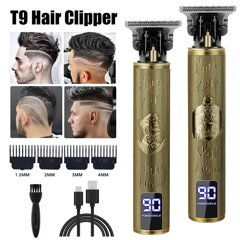 Tragbare Haarschneidemaschine T9 Vintage Haarschneidemaschine USB Schnellladerasierer Friseur Akku-Haarschneider für Herren Barbe