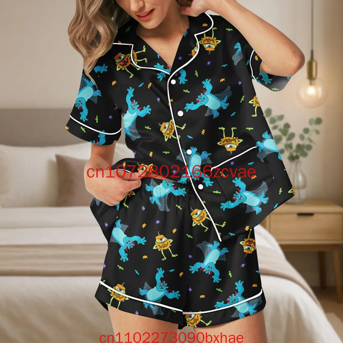 2026년 신제품 디즈니 캐릭터 반팔 파자마 세트 디즈니 몬스터즈 라운지웨어 매직 킹덤 슬립웨어