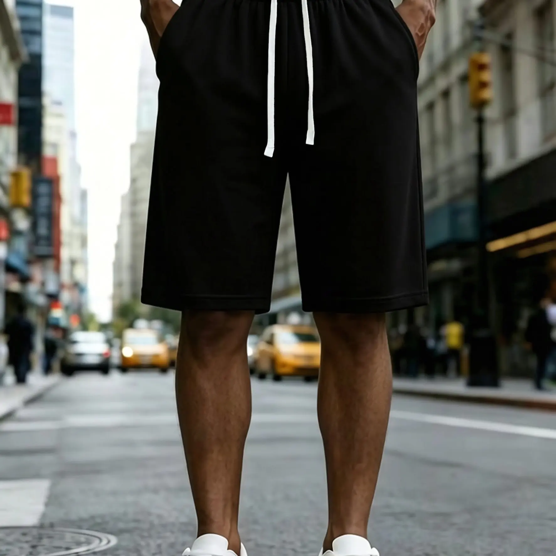 Men's Casual Sports Shorts with Side Pocket Drawstring Waistband, Suitable for Daily Wear As Well As Outdoor and Home Use