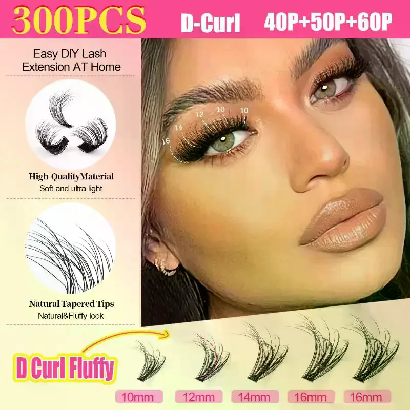 Cluster Lashes Kit Individual Lashes Volume Mixed Tray 3D Faux Mink Lashes Wispy Eyelash Extension DIY Makeup False Eyelashes