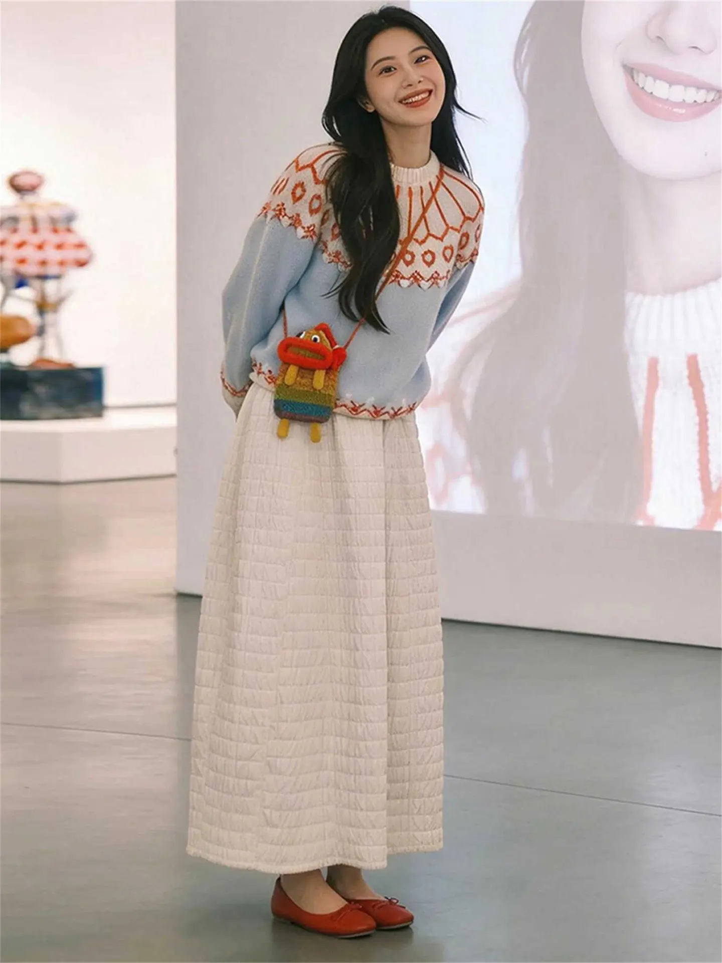 

Корейский повседневный удобный комплект из свитера с длинным рукавом и круглым вырезом для женщин, весенний, модный, красивый, с высокой талией, эластичный