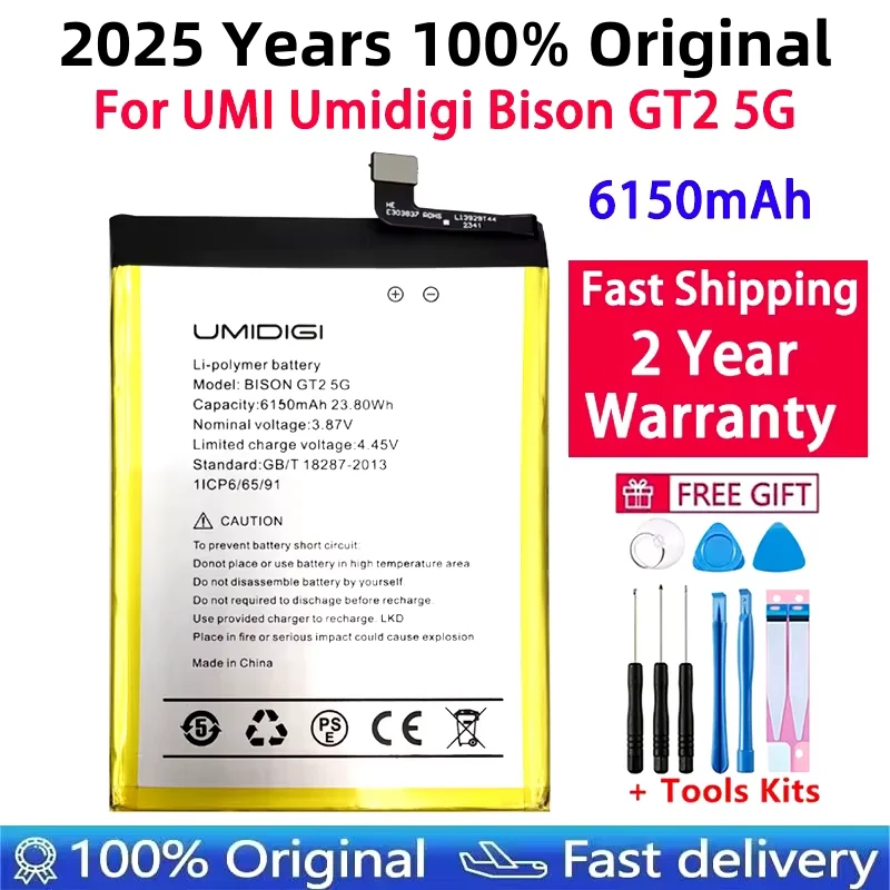 

Fast Shipping 2025 Years 100% Original 6150mAh Mobile Phone Replacement Battery For UMI Umidigi Bison GT2 5G Batteries Bateria