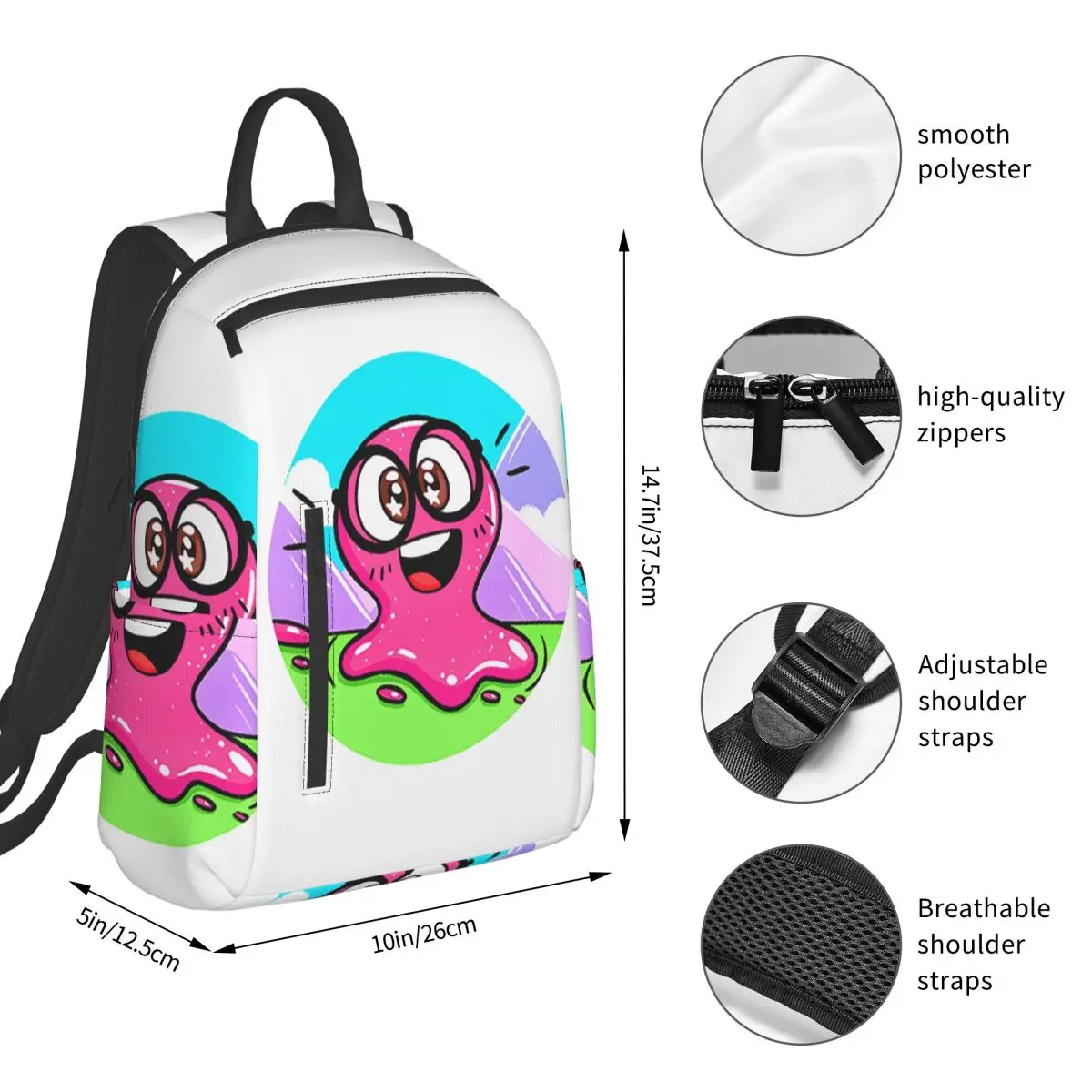 Super Slick Slime Sam Backpack Student BookBag Boys Girls School Bag Laptop Shoulder Bags Men Women