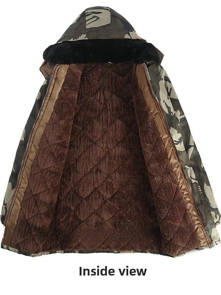 

Thiened камуфляжный хлопковый тюнет, теплая спецодежда, жилет, зимняя одежда для строительной площадки, комбинезон средней длины на подкладке для мужчин