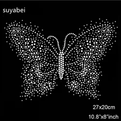 2pc/lot Butterfly Sticker Hotfix Rhinestones Motif Heat Transfer Iron-On Design for Shirts DIY Craft Rhinestone Motifs