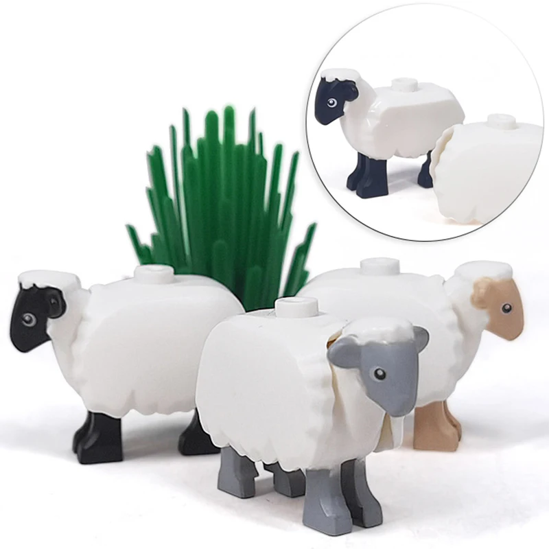 MOC Animals Building Blocks Pig Baby Kitten Cat Piggy Pussy Swan Snake Monkey Dolphin Farm Squirrel Chick Bricks Toys Kids Gift