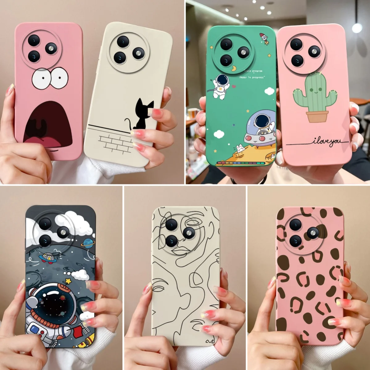 Cases For itel S24 Shell Cute Cartoon Astronaut Liquid Silicone Shockproof Protective Phone Back Cover For itel S 24 Funda Coque