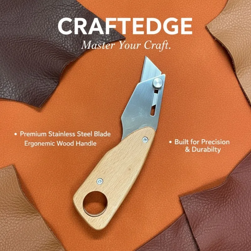 Trapezoid Stainless Steel Leather Cutting Knife Handmade Leather Craft Edge Trimming Tool DIY Leather Goods Cutting Tool