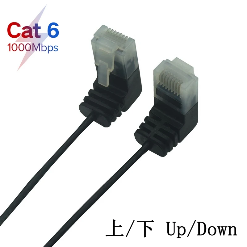 Superfine Ultra cienki kabel Ethernet Cat6a RJ45 w górę kąt nachylenia kabel sieciowy UTP kabel sieciowy Cat6a kable Lan 0.25m 0.5m 1m