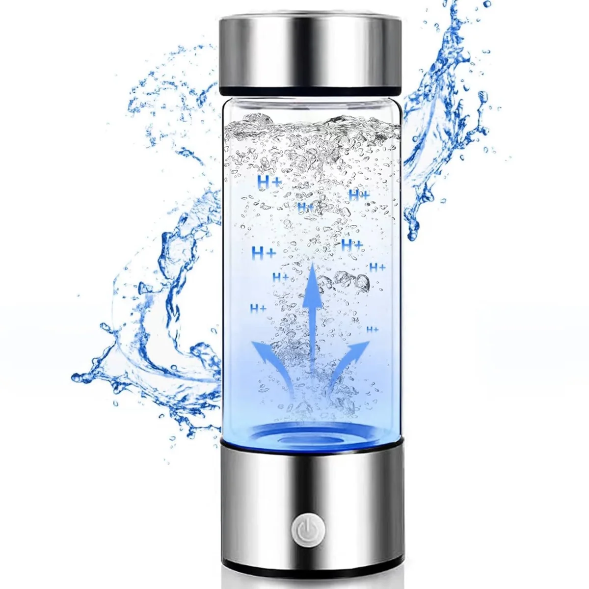 Hydrogen Water Bottle, Hydrogen Water Generator, Rechargeable Glass Hydrogen Water Machine Health Cup for Home Travel