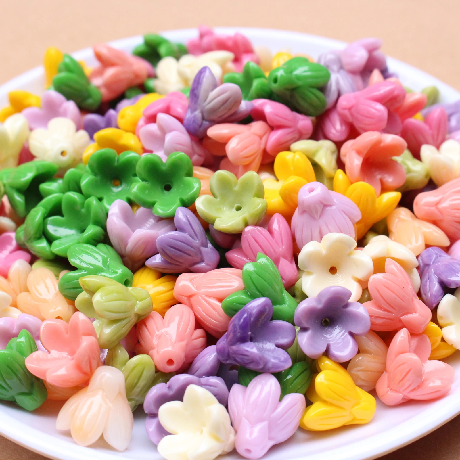 Artificial Coral Beads Sakura Flower Bead Cabochon Mix Colors Hawaii Ocean Style for Jewelry Earring Making Decoration