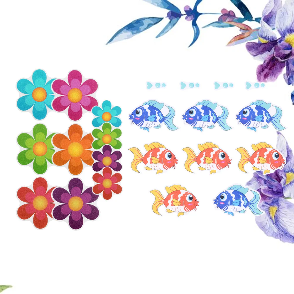 

18Pcs Anti-Slip Stickers Cartoon Flower Fish Pattern for Tub Bathroom Shower Floor Safety Decals Anti Stickers