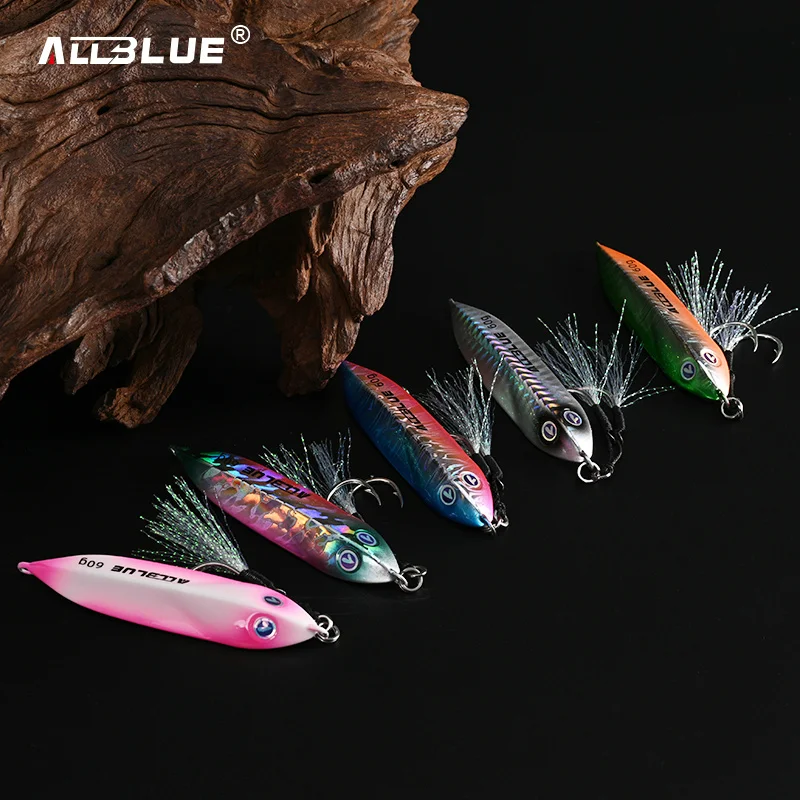 ALLBLUE SEABLUE Metal Slow Fishing Jig Cast Spoon 60G Artificial Bait Shore Casting Jigging Metal Bass Lure Tackle