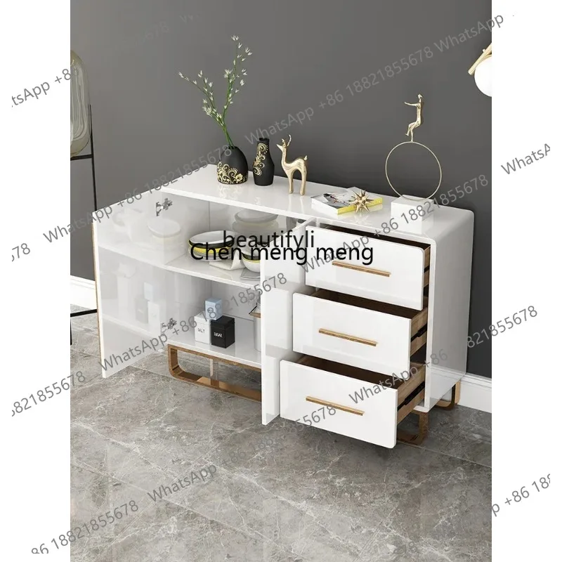 lhy 26 new Modern Minimalist Metal Sideboard Cabinet, Corner Kitchen Storage, Large Capacity Locker, Light Luxury Paint, YJ ss 2