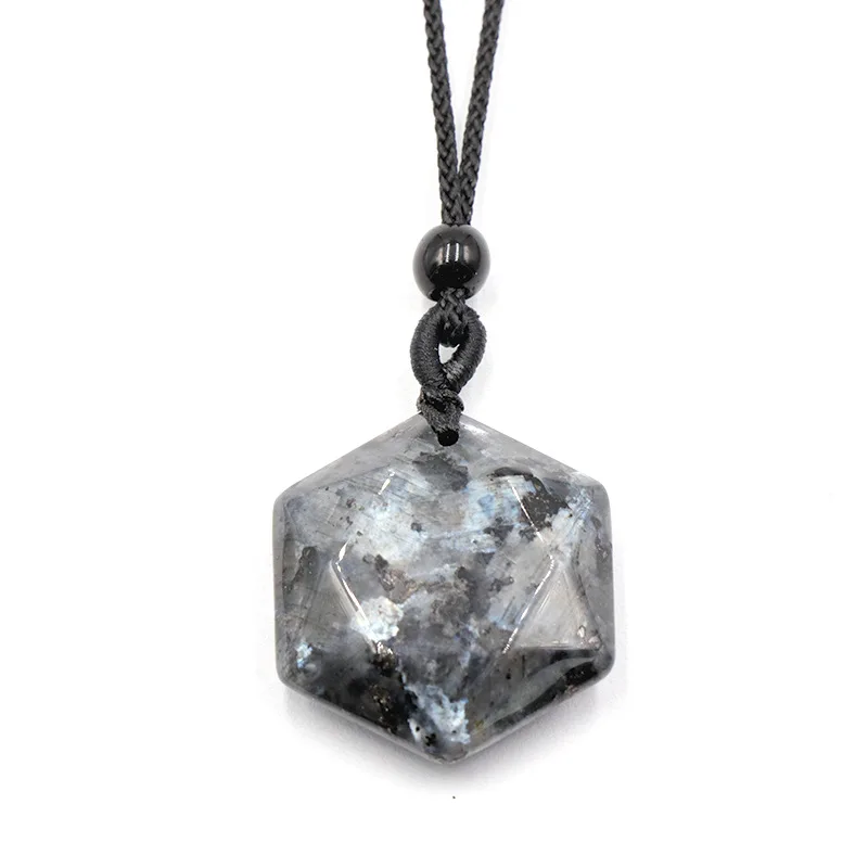 Hexagramm-Stern-Anhänger aus Naturstein, verstellbares Seil, Achat-Kristall-Charms, Pullover-Kette, Halskette für Damen und Herren, Schmuckgeschenk – Detail 12