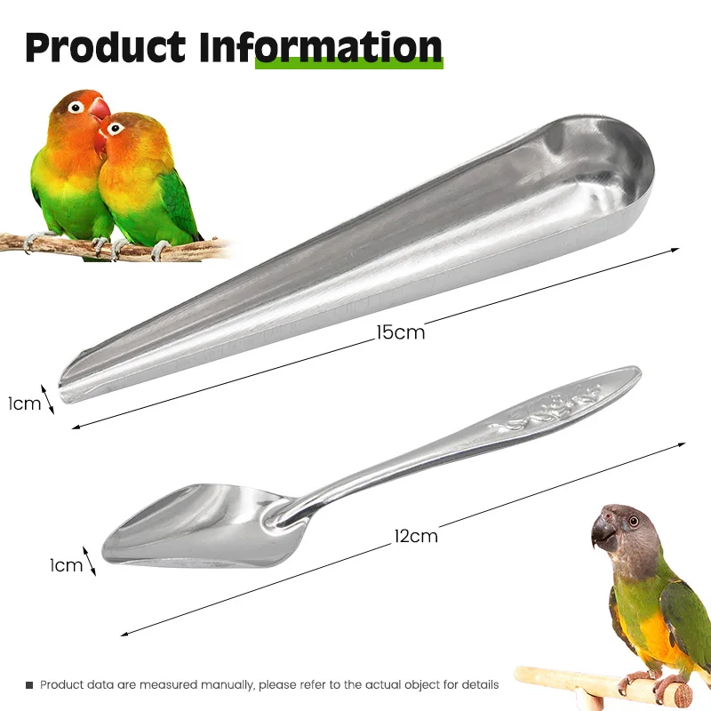 Pet Bird Feeding Food Spoon Stainless Steel Bird Food Spoon, Parrot Feeder Seed Container for Bird Peony Feeding Supplies