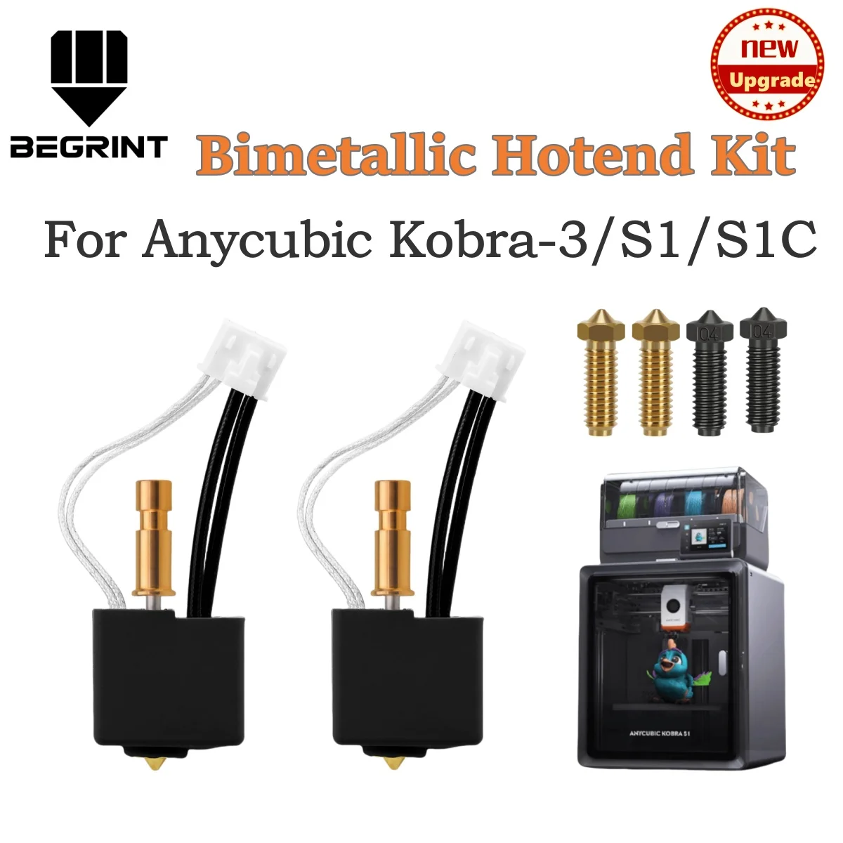 

For Anycubic Kobra S1/S1C Hotend Upgrade Bimetallic heatbreak Hot End Kit Kobra S1 Nozzle Print Head Kobra S1 combo Accessories