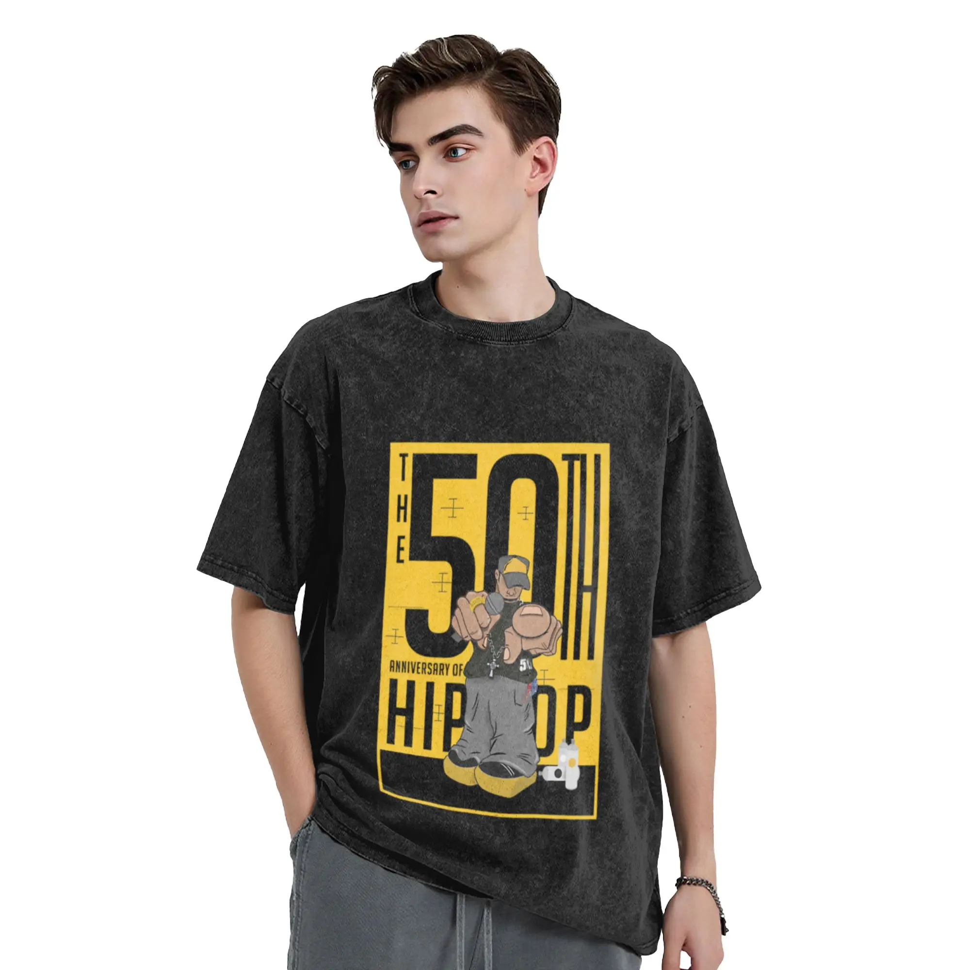 Rhythm and History  Half a Century of Hip-Hop - (Yellow) Unique Cool A Vintage Oversized Cotton Unisex T-Shirts
