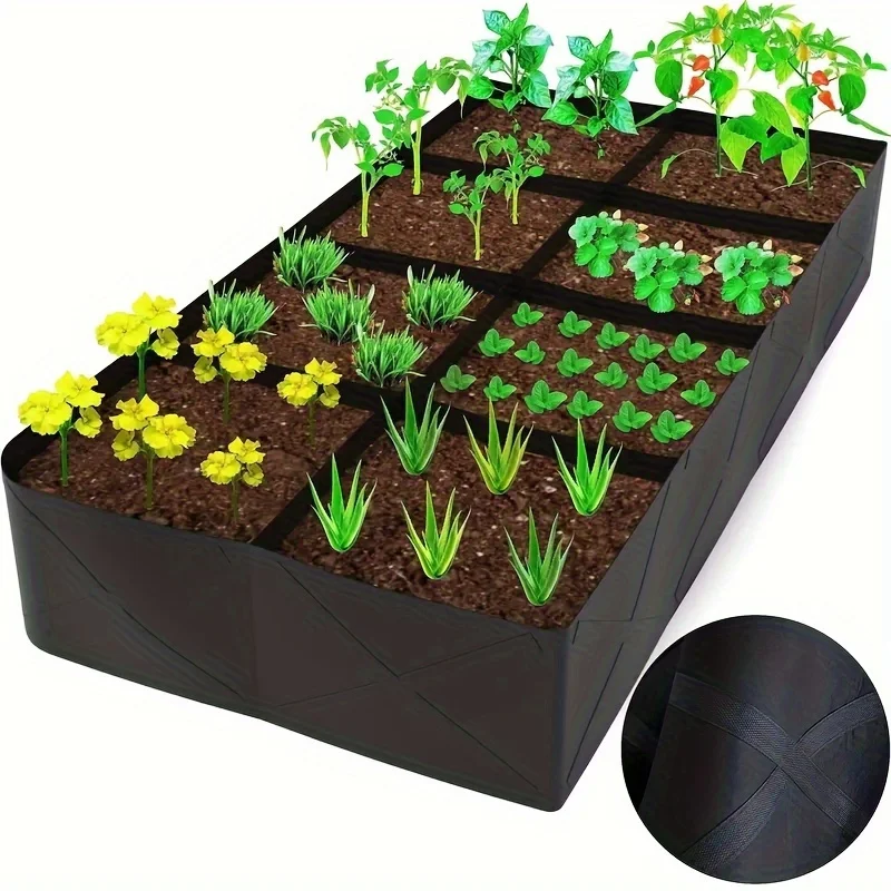 Extra Large 8-grid Elevated Garden Bed Set, Durable Rectangular Planting Box, Suitable for Growing Vegetables and Flowers